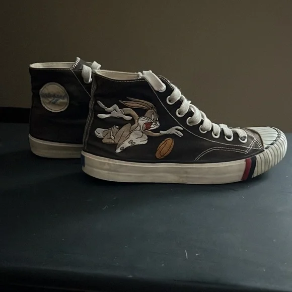 PRO Keds Canvas High Tops Bugs Bunny Blue Heel Tag Mens 9 1/2 Looney Tunes 1993 - Picture 9 of 14